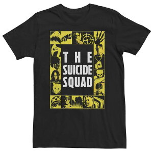 �A�j���L�����N�^�[ ���f�B�[�X �g�b�v�X T�V���c �g�[�� ���S Licensed Character Big & Tall The Suicide Squad Yellow Squares Logo Tee Black �u���b�N