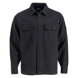 �\���O�b�h ���f�B�[�X �g�b�v�X T�V���c Men's Thorogood Workwear Stone Washerringbone Button Overshirt Black �u���b�N