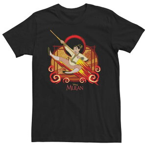 �f�B�Y�j�[ ���f�B�[�X �g�b�v�X T�V���c �g�[�� Big & Tall Disney Mulan Yelling Jump Raging Fire Tee Black �u���b�N