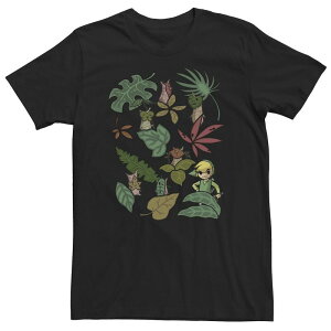 �A�j���L�����N�^�[ ���f�B�[�X �g�b�v�X T�V���c �g�[�� Licensed Character Big & Tall Zelda Link In The Leaves Tee Black �u���b�N