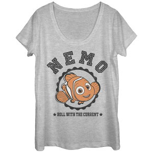 �f�B�Y�j�[ �s�N�T�[ ���f�B�[�X �g�b�v�X T�V���c Disney / Pixar Finding Nemo Juniors' Varsity Style Nemo Scoop Neck Tee Athletic Heather �w�U�[