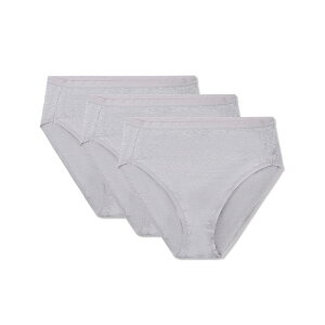 �����C ���f�B�[�X �A���_�[�E�F�A �p���c �R�b�g�� MeMoi Ladies Combed Cotton Basic Brief Underwear 3-pack Lt Gray Heather �O���[