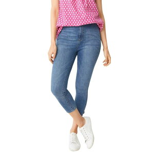 Ellos ���f�B�[�X �{�g���X �J�W���A���p���c �v���X�T�C�Y �f�j�� �L���b�v ellos Plusize Slim 5-Pocket Stretch Mid-Rise Denim Capri Medium Stonewash �f�j��