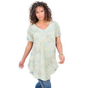 ���A�}���Y ���f�B�[�X �g�b�v�X T�V���c V�l�b�N �h���[�v���X�T�C�Y Roaman's Women's Plusize Ultra Drape V-Neck Swing Tunic Top Blue Mist �u���[