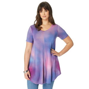 ���A�}���Y ���f�B�[�X �g�b�v�X T�V���c V�l�b�N �h���[�v���X�T�C�Y Roaman's Women's Plusize Ultra Drape V-Neck Swing Tunic Top Orchid Soft Mist