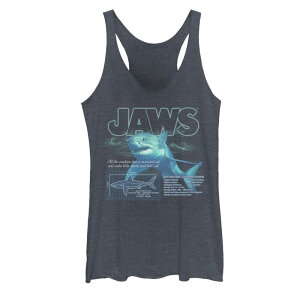 �A�j���L�����N�^�[ ���f�B�[�X �g�b�v�X T�V���c �O���t�B�b�N Licensed Character Juniors' Jaws Great White Shark Graphic Tank Top Navy Heather �w�U�[
