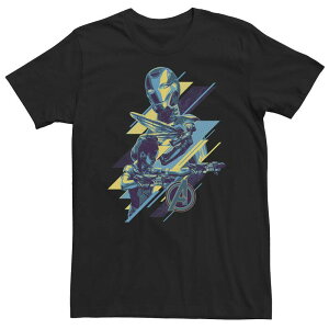 �}�[�x�� ���f�B�[�X �g�b�v�X T�V���c �g�[�� ���S Big & Tall Marvel Avengers Endgame Abstract Blue Hue Group Shot Logo Tee Black �u���b�N