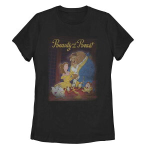 �f�B�Y�j�[ ���f�B�[�X �g�b�v�X T�V���c ���B���e�[�W Juniors' Disney's Beauty And The Beast Vintage Poster Tee Black �u���b�N