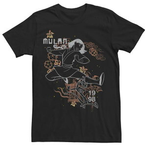 �f�B�Y�j�[ ���f�B�[�X �g�b�v�X T�V���c �t�����[�� �t�����[ Disney's Mulan Men's Inked Floral Outline Tee Black �u���b�N