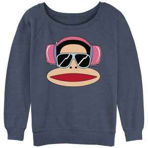 �A�j���L�����N�^�[ ���f�B�[�X �g�b�v�X T�V���c �p�C�� ���S Licensed Character Juniors' Paul Frank Headphone Sunglasses Julius Logo Slouchy Terry Blue Heather �w�U�[