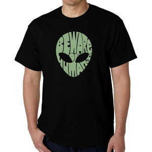�G���G�[�|�b�v�A�[�g ���f�B�[�X �g�b�v�X T�V���c LA Pop Art Beware Of Humans - Men's Word Art-shirt Black �u���b�N