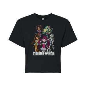 �A�j���L�����N�^�[ ���f�B�[�X �g�b�v�X T�V���c �N���b�v�h �O���t�B�b�N Licensed Character Juniors' Monster High Colorful Class Portrait Cropped Graphic Tee Black �u���b�N
