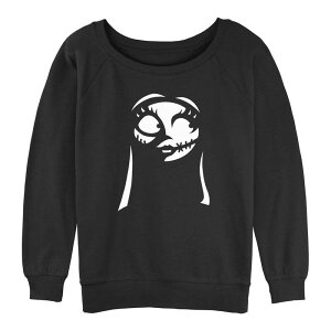 �A�j���L�����N�^�[ ���f�B�[�X �g�b�v�X T�V���c �p�C�� �O���t�B�b�N Licensed Character Juniors' The Nightmare Before Christmasally's Face Graphic Slouchy Terry Black �u���b�N