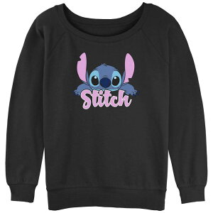 �f�B�Y�j�[ ���f�B�[�X �g�b�v�X T�V���c �p�C�� �O���t�B�b�N Disney's Lilo & Stitch Juniors' Playful Stitch Slouchy Terry Graphic Pullover Black �u���b�N