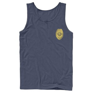 �A�j���L�����N�^�[ ���f�B�[�X �g�b�v�X T�V���c Licensed Character Men'stranger Things Hawkins Police Left Chest Badge Tank Top Navy �l�C�r�[
