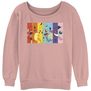 �A�j���L�����N�^�[ ���f�B�[�X �g�b�v�X T�V���c �X�E�F�b�g �O���t�B�b�N Licensed Character Juniors' Pokmon Rainbow Grid Graphic Pullover Sweatshirt Desert Pink �s���N