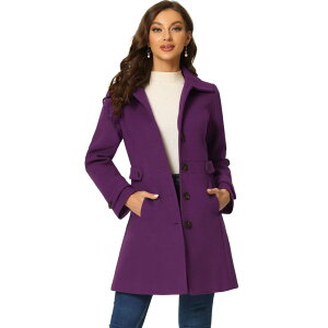 �A���O�� �P�[ ���f�B�[�X �A�E�^�[ �W���P�b�g�E�u���]�� �R�[�g ALLEGRA K Women's Classic Single Breasted Winter Long Trenchcoat with Pockets Purple �p�[�v��