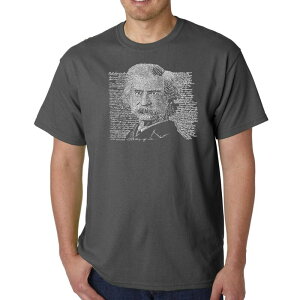 �G���G�[�|�b�v�A�[�g ���f�B�[�X �g�b�v�X T�V���c LA Pop Art Mark Twain - Men's Word Art-shirt Grey �O���[