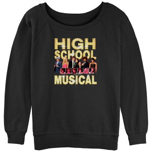 �A�j���L�����N�^�[ ���f�B�[�X �g�b�v�X T�V���c �p�C�� �O���t�B�b�N Licensed Character Juniors' High School Musical 2000's Boxes Graphic Slouchy Terry Black �u���b�N