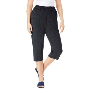 ���A�}���Y ���f�B�[�X �{�g���X �J�W���A���p���c �v���X�T�C�Y �L���b�v �j�b�g Roaman's Women's Plusize Soft Knit Pull-On Capri Pant Heather Charcoal �`���R�[��