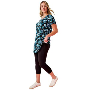���A�}���Y ���f�B�[�X �g�b�v�X T�V���c V�l�b�N �v���X�T�C�Y �R�b�g�� Roaman's Women's Plusize Cotton Short Sleeve V-Neck Ultimate Tunic Black Tossed Flowers �u���b�N