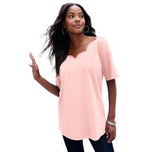 ���A�}���Y ���f�B�[�X �g�b�v�X T�V���c �v���X�T�C�Y Roaman's Women's Plusize Ultimate Scalloped Scoop Neck Tee Soft Blush �u���b�V��