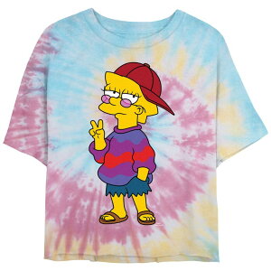�A�j���L�����N�^�[ ���f�B�[�X �g�b�v�X T�V���c �N���b�v�h �O���t�B�b�N Licensed Character Juniors' The Simpsons Coolisa Cropped Tie Dye Graphic Tee Blue Pink Light Yellow �u���[