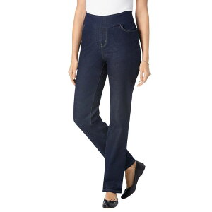 �E�[�}�� �E�B�Y�C�� ���f�B�[�X �{�g���X �f�j���p���c �v���X�T�C�Y �W�[���Y Woman Within Plusize Pull-On Straight-Legap-Free Stretch Denim Jeans Indigo �C���f�B�S