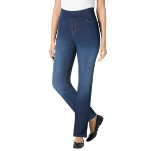 �E�[�}�� �E�B�Y�C�� ���f�B�[�X �{�g���X �f�j���p���c �v���X�T�C�Y �W�[���Y Woman Within Plusize Pull-On Straight-Legap-Free Stretch Denim Jeans Indigo Sanded �C���f�B�S
