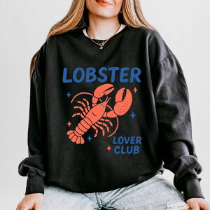 Simply Sage Market ���f�B�[�X �g�b�v�X T�V���c �X�E�F�b�g Simply Sage Market Lobster Lover Club - Women's Lightweight Garment Dyed Sweatshirt Black �u���b�N