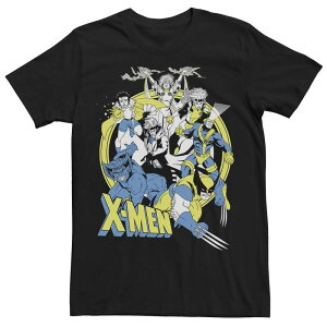 �}�[�x�� ���f�B�[�X �g�b�v�X T�V���c ���S Men's Marvel X-Men Retro Action Group Shot Logo Tee Black �u���b�N