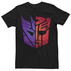 �A�j���L�����N�^�[ ���f�B�[�X �g�b�v�X T�V���c ���S Licensed Character Men's Transformers Decepticon Autobot Split Logo Tee Black �u���b�N