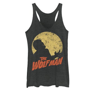 �A�j���L�����N�^�[ ���f�B�[�X �g�b�v�X T�V���c Licensed Character Juniors' Universal Monsters The Wolfman Moonlit Silhouette Racerback Tank Top Black Heather �u���b�N