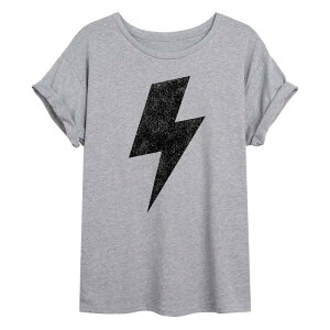 �A�j���L�����N�^�[ ���f�B�[�X �g�b�v�X T�V���c �O���t�B�b�N Licensed Character Juniors' Lightning Bolt Oversized Graphic Tee Gray �O���[