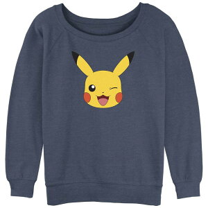 �A�j���L�����N�^�[ ���f�B�[�X �g�b�v�X T�V���c ���S �O���t�B�b�N Licensed Character Juniors' Pokmon Pikachu Big Face Logo Graphic Tee Blue Heather �w�U�[