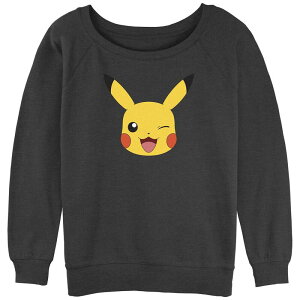 �A�j���L�����N�^�[ ���f�B�[�X �g�b�v�X T�V���c ���S �O���t�B�b�N Licensed Character Juniors' Pokmon Pikachu Big Face Logo Graphic Tee Charcoal Heather �`���R�[��