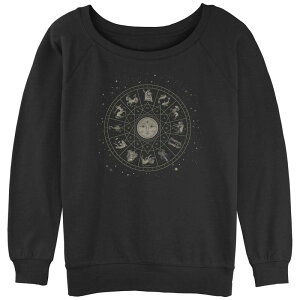 �A�j���L�����N�^�[ ���f�B�[�X �g�b�v�X T�V���c �p�C�� �q�[�� Licensed Character Juniors' Zodiac Sign Horoscope Wheel Slouchy Terry Black �u���b�N
