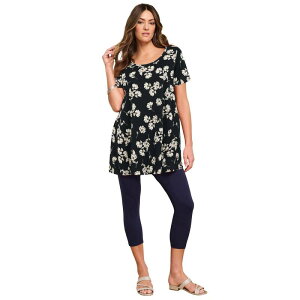 ���A�}���Y ���f�B�[�X �g�b�v�X T�V���c �v���X�T�C�Y �R�b�g�� Roaman's Women's Plusize Cotton Ultimate Scoopneck Swing Tunic Black Ivory Begonia �A�C�{���[