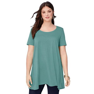 ���A�}���Y ���f�B�[�X �g�b�v�X T�V���c �v���X�T�C�Y �R�b�g�� Roaman's Women's Plusize Cotton Ultimate Scoopneck Swing Tunicool Sage �Z�[�W