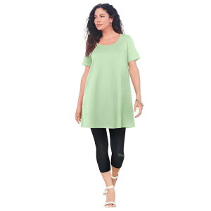 ���A�}���Y ���f�B�[�X �g�b�v�X T�V���c �v���X�T�C�Y �R�b�g�� Roaman's Women's Plusize Cotton Ultimate Scoopneck Swing Tunic Green Mint �O���[��