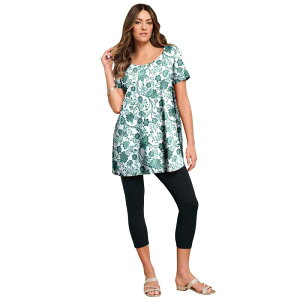 ���A�}���Y ���f�B�[�X �g�b�v�X T�V���c �v���X�T�C�Y �R�b�g�� Roaman's Women's Plusize Cotton Ultimate Scoopneck Swing Tunic Ivory Flowy Batik �A�C�{���[