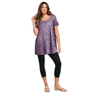 ���A�}���Y ���f�B�[�X �g�b�v�X T�V���c �v���X�T�C�Y �R�b�g�� Roaman's Women's Plusize Cotton Ultimate Scoopneck Swing Tunic Magenta Swirly Leaves �}�[���^