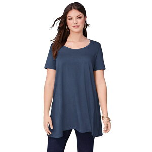 ���A�}���Y ���f�B�[�X �g�b�v�X T�V���c �v���X�T�C�Y �R�b�g�� Roaman's Women's Plusize Cotton Ultimate Scoopneck Swing Tunic Navy �l�C�r�[
