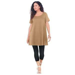 ���A�}���Y ���f�B�[�X �g�b�v�X T�V���c �v���X�T�C�Y �R�b�g�� Roaman's Women's Plusize Cotton Ultimate Scoopneck Swing Tunic Soft Camel �L������