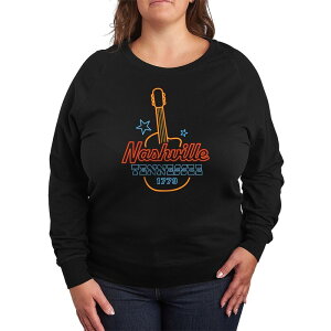 �A�j���L�����N�^�[ ���f�B�[�X �g�b�v�X T�V���c �v���X�T�C�Y �p�C�� Licensed Character Plusize Nashville Tennessee Guitar Neon Sign French Terry Long Sleeve Tee Black �u���b�N