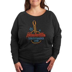 �A�j���L�����N�^�[ ���f�B�[�X �g�b�v�X T�V���c �v���X�T�C�Y �p�C�� Licensed Character Plusize Nashville Tennessee Guitar Neon Sign French Terry Long Sleeve Tee Heather Charcoal �`���R�[��