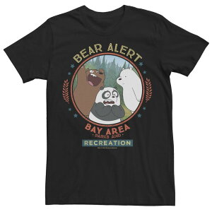 �A�j���L�����N�^�[ ���f�B�[�X �g�b�v�X T�V���c Licensed Character Men's CN We Bare Bears Bay Area Bear Alert Circle Tee Black �u���b�N