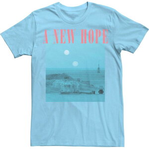 �A�j���L�����N�^�[ ���f�B�[�X �g�b�v�X T�V���c �I�[�o�[���C Licensed Character Men'star Wars New Hope Overlay Poster Tee Light Blue �u���[