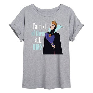 �f�B�Y�j�[ ���f�B�[�X �g�b�v�X T�V���c Disney'snowhite and the Seven Dwarfs Evil Queen Juniors' Fairest Oversized Tee Gray �O���[