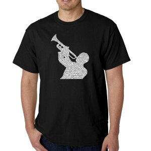 �G���G�[�|�b�v�A�[�g ���f�B�[�X �g�b�v�X T�V���c LA Pop Art All Time Jazz Songs - Men's Word Art-shirt Black �u���b�N